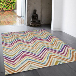 Multicoloured Funky Modern Abstract Easy To Clean Dining Room Rug-120Cm X 170Cm - thumbnail 1