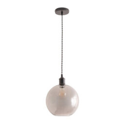 Valuelights Bellamy Smoked Glass Globe Matte Black Single Ceiling Pendant Light With Bulb - thumbnail 2