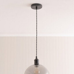 Valuelights Bellamy Smoked Glass Globe Matte Black Single Ceiling Pendant Light With Bulb - thumbnail 3