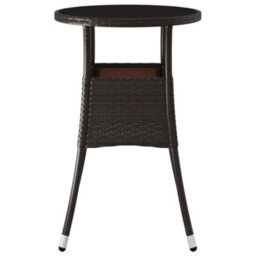 Walplus Garden Table 60X75 Cm Tempered Glass And Poly Rattan Brown - thumbnail 3