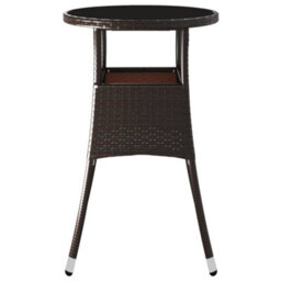 Walplus Garden Table 60X75 Cm Tempered Glass And Poly Rattan Brown - thumbnail 4