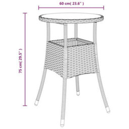 Walplus Garden Table 60X75 Cm Tempered Glass And Poly Rattan Brown - thumbnail 6