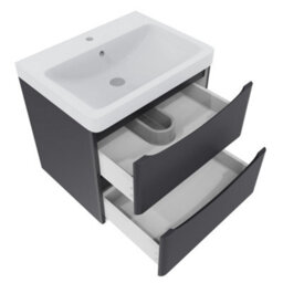 Sundaze 600mm Matt Anthracite 2 Drawer Wall Hung Vanity Bathroom Cabinet & Basin Set - thumbnail 5