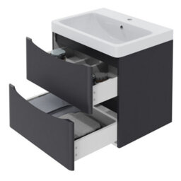 Sundaze 600mm Matt Anthracite 2 Drawer Wall Hung Vanity Bathroom Cabinet & Basin Set - thumbnail 4