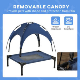 Pawhut 61Cm Elevated Dog Bed Cooling Raised Pet Cot Uv Protection Canopy Blue - thumbnail 6