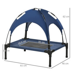 Pawhut 61Cm Elevated Dog Bed Cooling Raised Pet Cot Uv Protection Canopy Blue - thumbnail 3