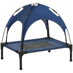 Pawhut 61Cm Elevated Dog Bed Cooling Raised Pet Cot Uv Protection Canopy Blue - thumbnail 2