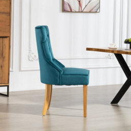 Martina Velvet Fabric Dining Chairs - Set Of 2 - Teal - thumbnail 3