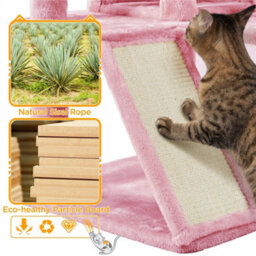 Yaheetech Pink 144.5Cm Cat Tree Tower With Condos & Dangling Balls & Platforms - thumbnail 9