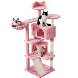 Yaheetech Pink 144.5Cm Cat Tree Tower With Condos & Dangling Balls & Platforms - thumbnail 2
