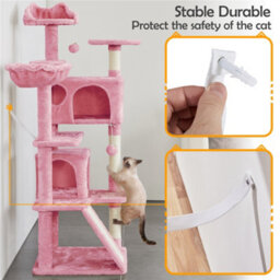 Yaheetech Pink 144.5Cm Cat Tree Tower With Condos & Dangling Balls & Platforms - thumbnail 6