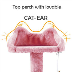 Yaheetech Pink 144.5Cm Cat Tree Tower With Condos & Dangling Balls & Platforms - thumbnail 7