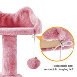 Yaheetech Pink 144.5Cm Cat Tree Tower With Condos & Dangling Balls & Platforms - thumbnail 5