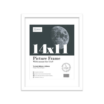 "14X11"" White Frame With Mount For 11X9"" Pictures 20mm Thin Edge Portrait And Landscape Display With Wall Hooks And Kickstand" - image 1