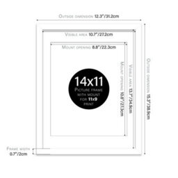 "14X11"" White Frame With Mount For 11X9"" Pictures 20mm Thin Edge Portrait And Landscape Display With Wall Hooks And Kickstand" - thumbnail 2