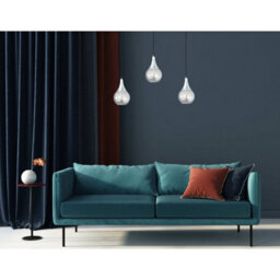 Luminosa Lighting Luminosa Lacrima Bar Pendant Ceiling Light Black, Silver Transparent Glass Shade 3X E27 - thumbnail 3