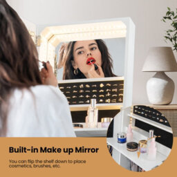 Costway Jewelry Cabinet Armoire W/ Full-Length Frameless Mirror & Built-In Makeup Mirror - thumbnail 6