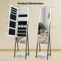 Costway Jewelry Cabinet Armoire W/ Full-Length Frameless Mirror & Built-In Makeup Mirror - thumbnail 2