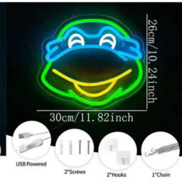 Turtle Face Led Neon Sign , Usb Powered Wall Light For Bedroom, Bar, Game Room And Home Decor - thumbnail 2