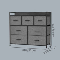 LEDREM Chest Of Drawers, Bedroom Cabinet, 7 Fabric Drawers With Handles, Metal Frame, Slate Grey And Anthracite Grey - thumbnail 4
