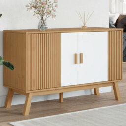 Berkfield Sideboard Olden White And Brown 114X43X73.5 Cm Solid Wood Pine