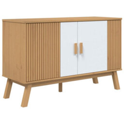 Berkfield Sideboard Olden White And Brown 114X43X73.5 Cm Solid Wood Pine - thumbnail 2
