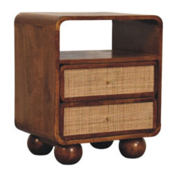 Artisan Furniture Solid Wood Larissa Chestnut Nightstand, 2-Drawers, 1 Shelf, Ball Feet, Beige And Brown - thumbnail 3