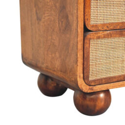 Artisan Furniture Solid Wood Larissa Chestnut Nightstand, 2-Drawers, 1 Shelf, Ball Feet, Beige And Brown - thumbnail 7