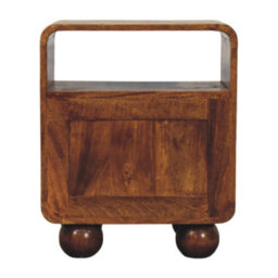 Artisan Furniture Solid Wood Larissa Chestnut Nightstand, 2-Drawers, 1 Shelf, Ball Feet, Beige And Brown - thumbnail 9