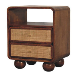 Artisan Furniture Solid Wood Larissa Chestnut Nightstand, 2-Drawers, 1 Shelf, Ball Feet, Beige And Brown - thumbnail 4