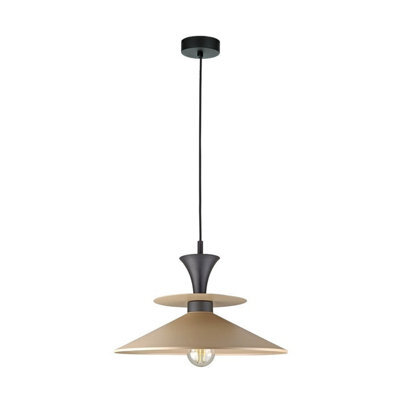 Luminosa Lighting Luminosa Della Dome Pendant Ceiling Light Black, Beige 1X E27 - image 1