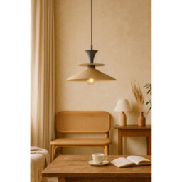 Luminosa Lighting Luminosa Della Dome Pendant Ceiling Light Black, Beige 1X E27 - thumbnail 2