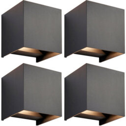 4 Pack Twin Outdoor Ip44 Cube Wall Light - 2 X 5.5W Cct Led - Matt Black - thumbnail 1