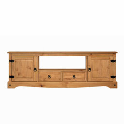Mercers Furniture Corona 2 Door 2 Drawer Large Widescreen Tv Media Stand Unit Solid Wood Pine Wooden With Mexican Styling - thumbnail 3