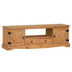 Mercers Furniture Corona 2 Door 2 Drawer Large Widescreen Tv Media Stand Unit Solid Wood Pine Wooden With Mexican Styling - thumbnail 2
