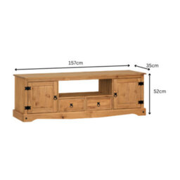Mercers Furniture Corona 2 Door 2 Drawer Large Widescreen Tv Media Stand Unit Solid Wood Pine Wooden With Mexican Styling - thumbnail 4