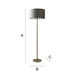 Valuelights Charles Chrome Floor Lamp With Grey Velvet & Metallic Shade - thumbnail 8