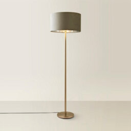 Valuelights Charles Chrome Floor Lamp With Grey Velvet & Metallic Shade - thumbnail 6