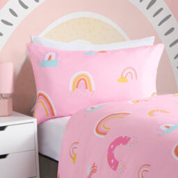 OHS Rainbow Duvet Cover Bedding Set Quilt Pillowcase Reversible, Pink - Single - thumbnail 2