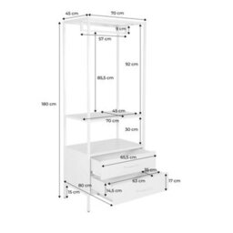 Sweeek - Hallway Furniture, Metal Coat Rack With Hanging Rod And 2 Drawers Black 70X45X180 Cm - Idaho - thumbnail 3