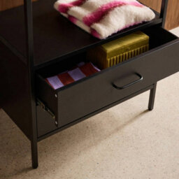 Sweeek - Hallway Furniture, Metal Coat Rack With Hanging Rod And 2 Drawers Black 70X45X180 Cm - Idaho - thumbnail 7