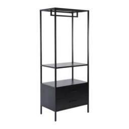 Sweeek - Hallway Furniture, Metal Coat Rack With Hanging Rod And 2 Drawers Black 70X45X180 Cm - Idaho - thumbnail 2