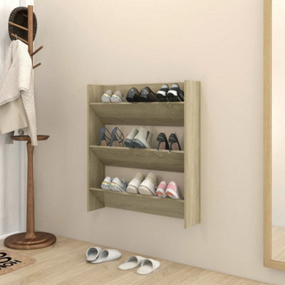 Berkfield Wall Shoe Cabinet Sonoma Oak 80X18X90 Cm Engineered Wood - image 1