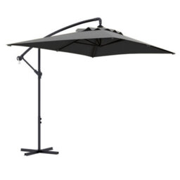 Outsunny 3 M Cantilever Parasol With Cross Base, Crank Handle, 6 Ribs, Grey - thumbnail 2