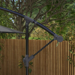 Outsunny 3 M Cantilever Parasol With Cross Base, Crank Handle, 6 Ribs, Grey - thumbnail 8