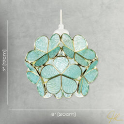 Happy Homewares Floral Petal Pendant Light Shade With Teal Glass And Shiny Gold Frame - thumbnail 7