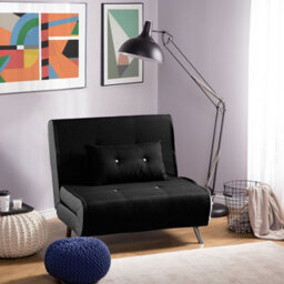 Wyld And Coco Novaluxe Sofa Bed Black Fabric Single Sleeper Fold-Out - Compact Two-Fold Mechanism - thumbnail 2