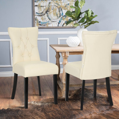 Living And Home Dining Chair Set Of 2 White Modern Faux High Back Dining Chairs - image 1
