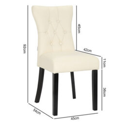 Living And Home Dining Chair Set Of 2 White Modern Faux High Back Dining Chairs - thumbnail 7