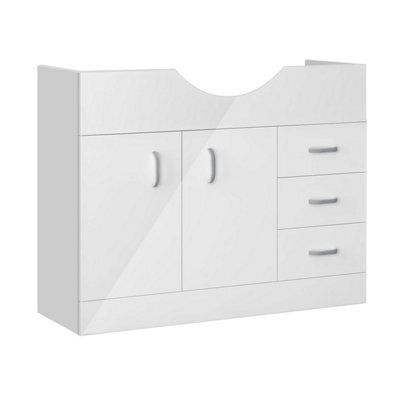 AVER-GROWTH Freestanding Bathroom Vanity Unit Gloss White Flat Pack Bathroom Cabinets Only 1030(W)X340X(D)X781(H)mm With 2 Door 3 Drawer - image 1